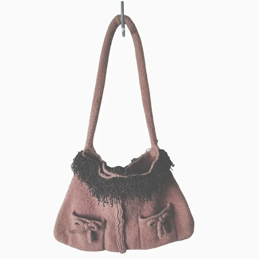 Rag Bags Blowing Rock Handcrafted Shoulder Bag Boho Upcycled Fringe Pockets